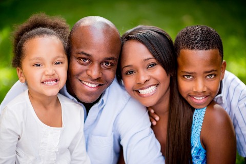 An African American Family outside